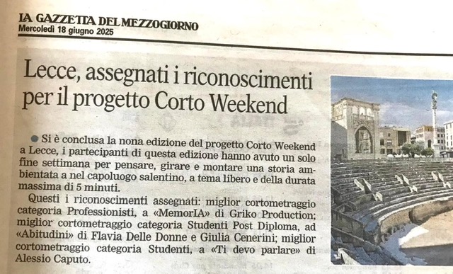 Articolo de La Gazzetta del Mezzogiorno del 18 giugno 2025